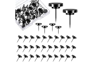 80 PCS Black Push Pins - Metal Thumb Tacks for Wall, Bulletin Board, Photo Hanging | Cork Board Tacks with Storage Box