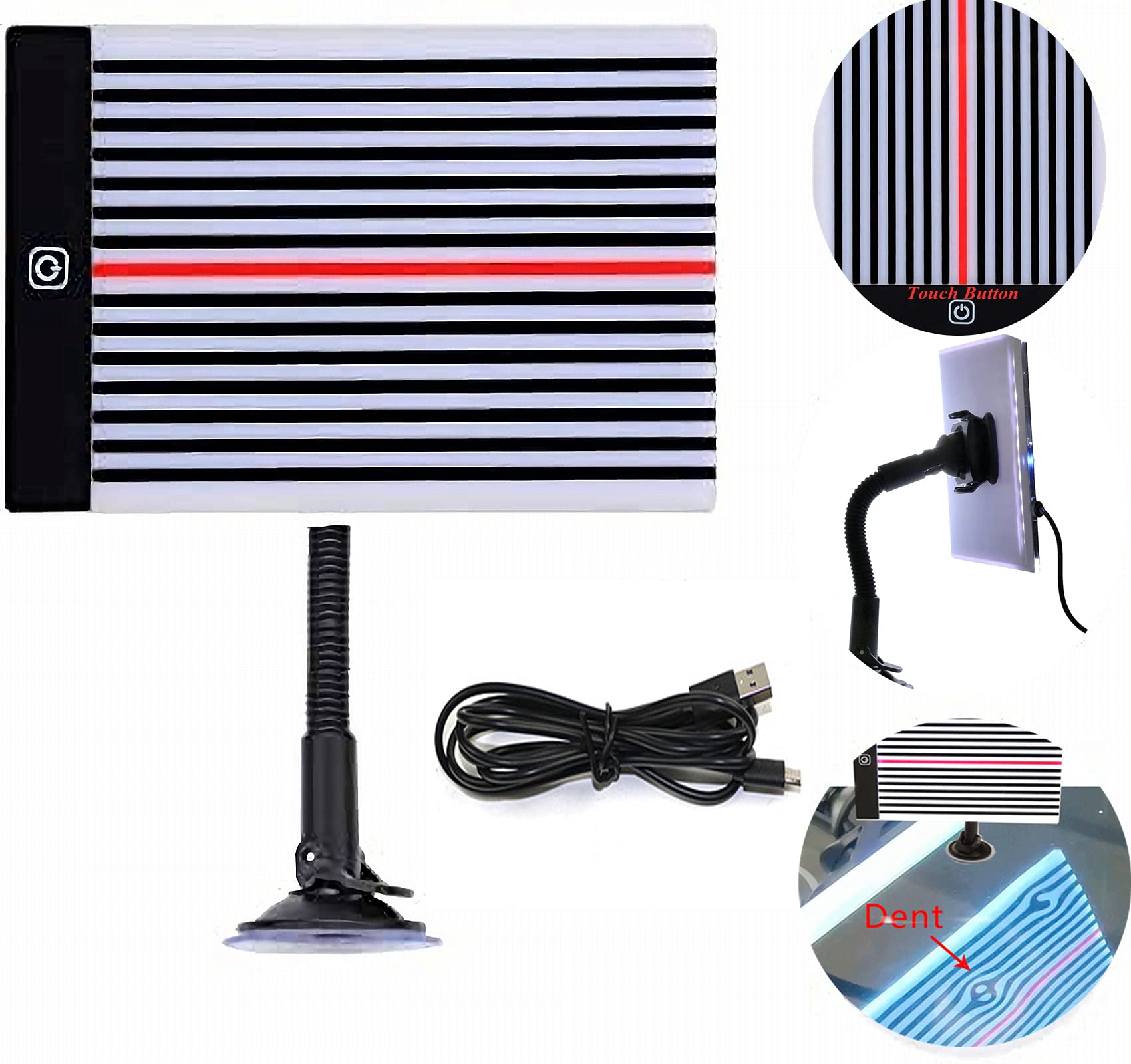 Photo 1 of HIYITKS Paintless Dent Repair Tools Adjustable LED Strip Line Board Car Body Led Stripe Line Tool Find Dent Lighted Reflector 3 Different Brightness Control Dent Removal Fix Tool with Holder USB Line