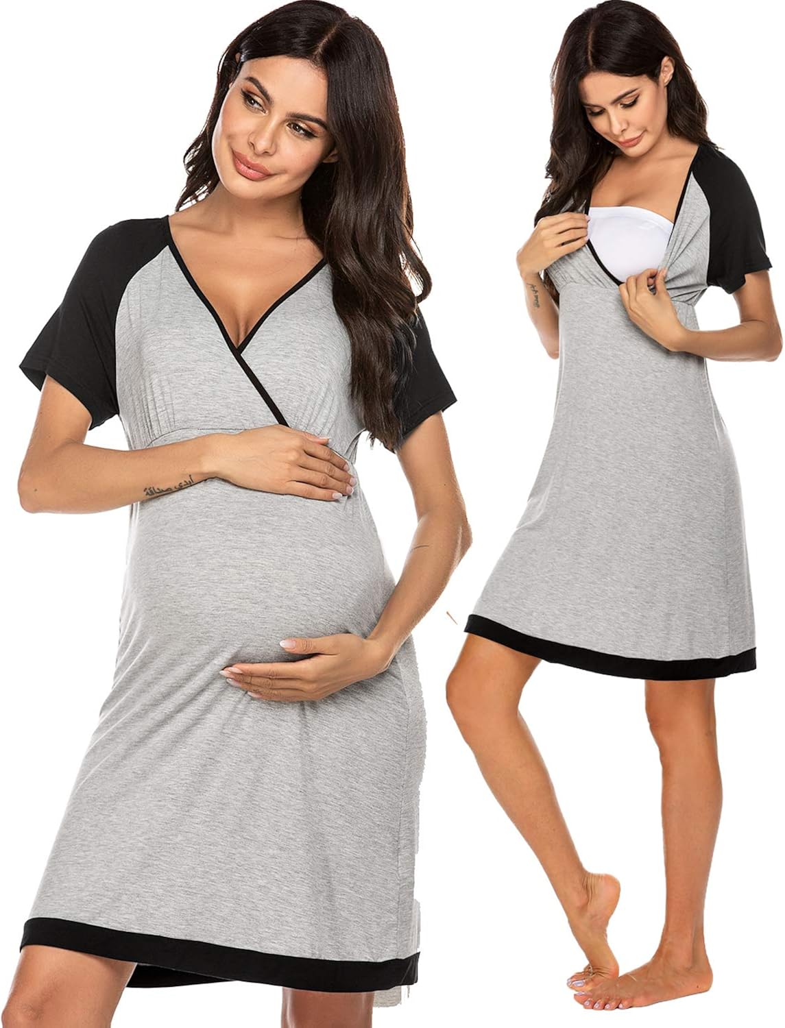 Ekouaer Women Delivery/Labor/Maternity/Nursing Nightgown Long ... Ekouaer Women Delivery/Labor/Maternity/Nursing Nightgown Long ...