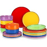 vancasso Bonita Dinnerware Sets 18 Pieces, Stoneware Dishes Set for 6, Plates and Bowls Set, Dinshwasher and Microwave Safe, Multicolor