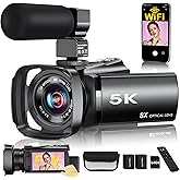 5K Video Camera Camcorder,64MP WiFi Vlogging Camera for YouTube with 8X Optical Zoom,3.5" IPS Touch Screen,Full-Color Night Vision,Live streaming,6-Axis Anti-Shake,64GB Card & Two 1400mAh Batteries