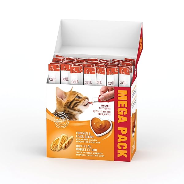 CATIT CREAMY LICKABLE CAT TREAT, HEALTHY CAT TREAT, CHICKEN & LIVER, 50 PACK