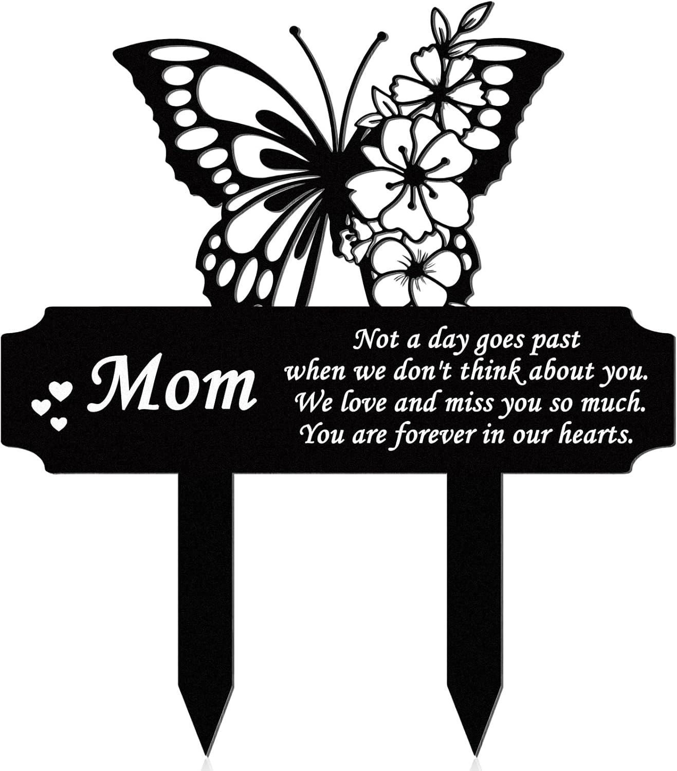 Decorative Garden Stakes - Buryeah Memorial Stakes Grave Decorations for Cemetery Grave Plaque Stake Markers Memorial Plaques Sympathy Garden Stake Waterproof Grave Stake Garden Cemetery Decorations for Grave Yard (Flower)