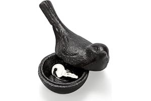 Pumtus Cast Iron Key Hider, Bird Hide-a-Key Holder, Outdoor Small Garden Statues Ornament, Outside Spare Key Hider Figurine, Indoor Decoration Jewelry Trinkets Box for Ear Studs, Rings, Paper Clips