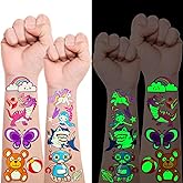 Temporary Tattoos Kids 400 Pcs Glow In The Dark Tattoos for Kids,Waterproof Skin Fake Tattoos Stickers for Boy and Girl,Lumin