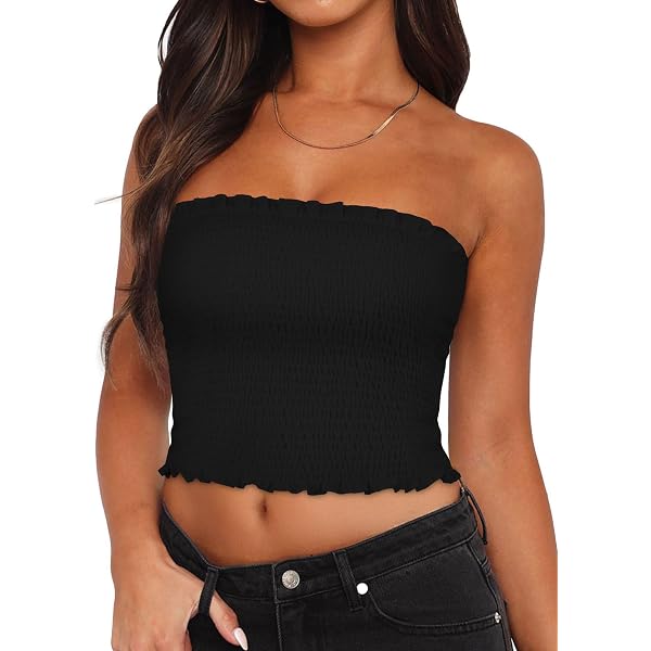 Girl's Ribbed Knit Tube Top - Strapless, Ruched, Cropped Bandeau For Summer (Sizes 8Y-12Y)