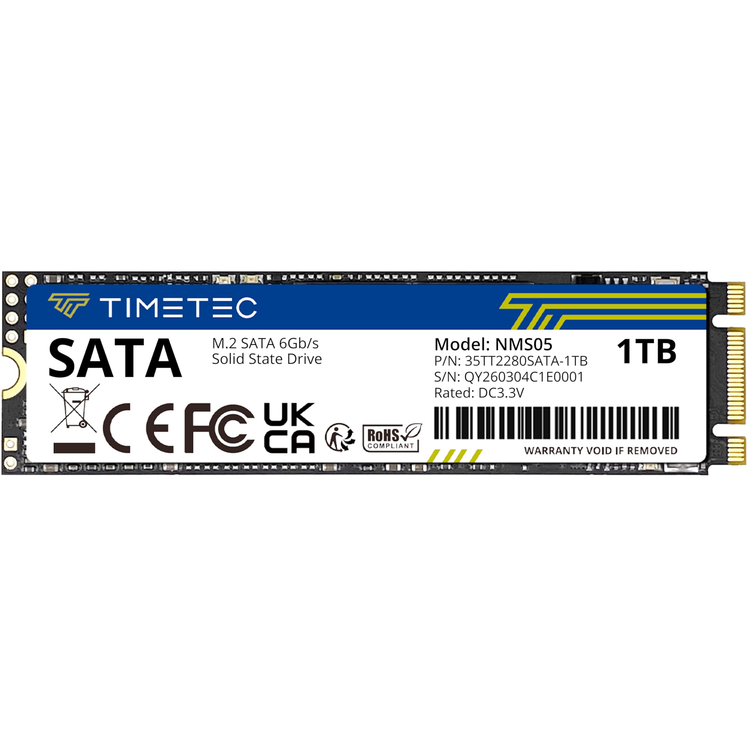 Timetec 1TB SSD 3D NAND SATA III 6Gb/s M.2 2280 NGFF 512TBW Read Speed Up to 550MB/s SLC Cache Performance Boost Internal Solid State Drive for PC Computer Laptop and Desktop