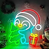 Christmas Penguin Neon Sign for Wall Decor Penguin Christmas Decorations Dimmable Light Up sign for Window Led Signs for Gifts