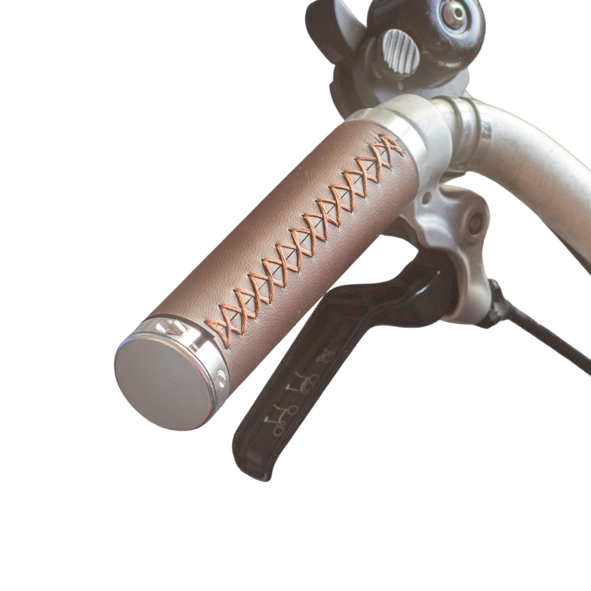 Eco Leather Grips M/H/S type Handlebar for BROMPTON Brown