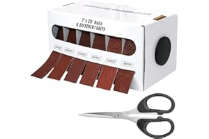 Emery Cloth Roll 6 Grits Emery Cloth 80 150 240 320 400 600 Grit Sandpaper with Dispenser and Scissors, 1'' x 19.7ft Sand Pap