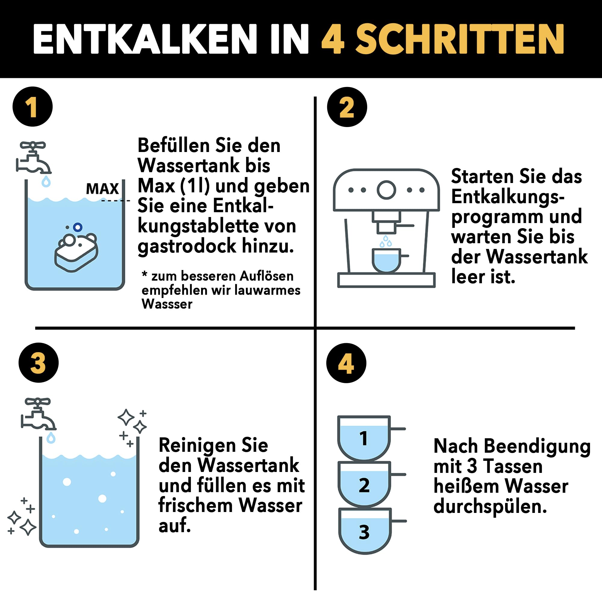[50x] Entkalkungstabletten für Kaffeevollautomaten und Kaffeemaschinen MADE IN GERMANY | Kompatibel mit Jura, Siemens EQ Series, Krups, Bosch, Miele, Melitta, WMF | Entkalker für 50 Reinigungsvorgänge 6