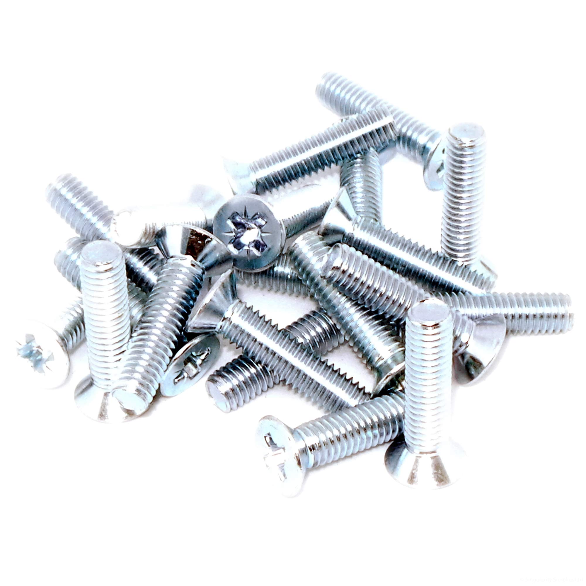 M6 (6mm x 30mm) Pozi Countersunk Machine Screw (Bolt) - Steel (Pack of 20) — image 1