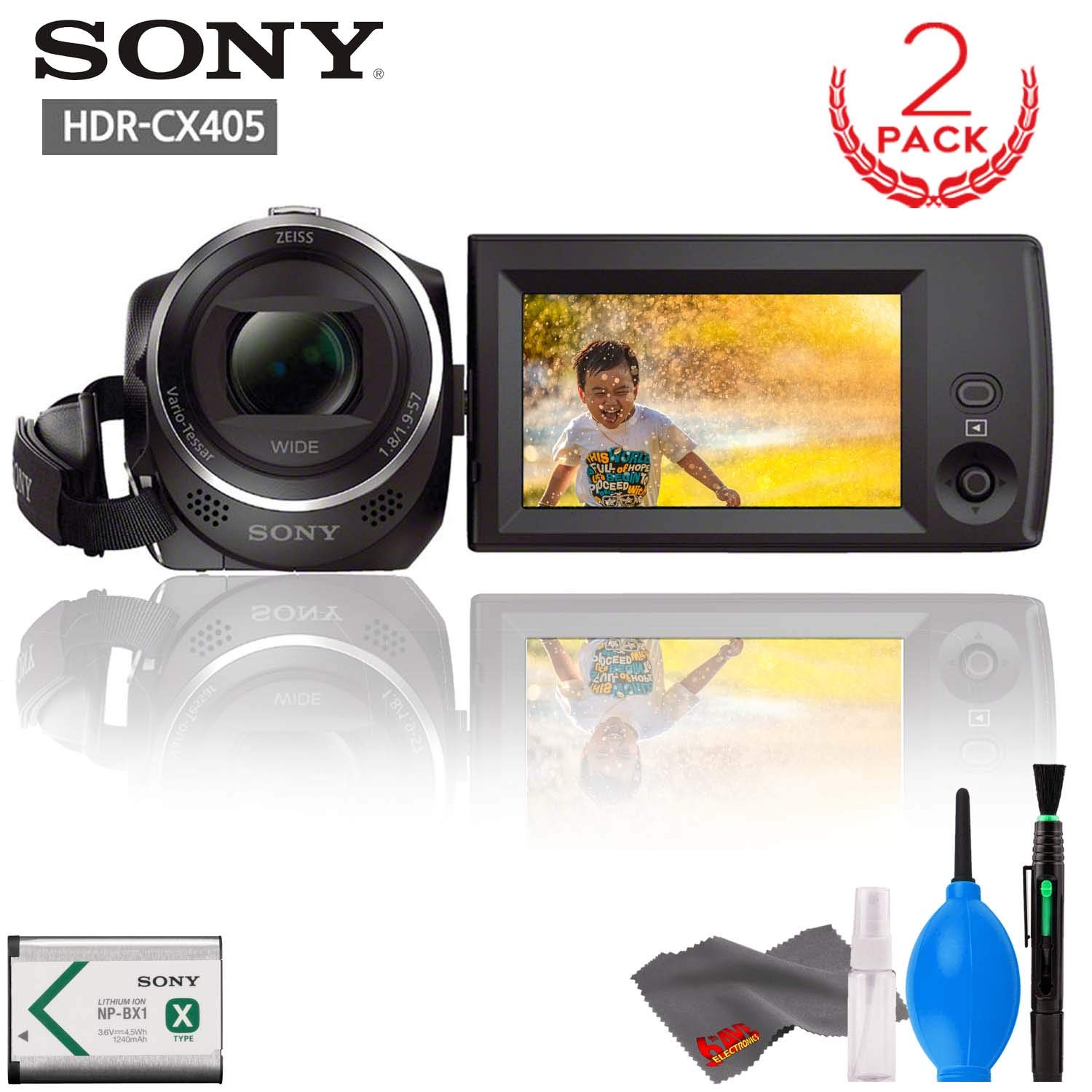 Sony HDR-CX405 HD Handycam (2-Pack) +Cleaning Kit