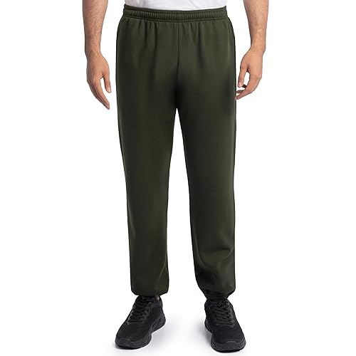 Fruit of the Loom Men's Eversoft Fleece Sweatpants with Pockets, Moisture Wicking & Breathable, Sizes S-4X, Elastic Bottom-Duffle Bag Green, Medium
