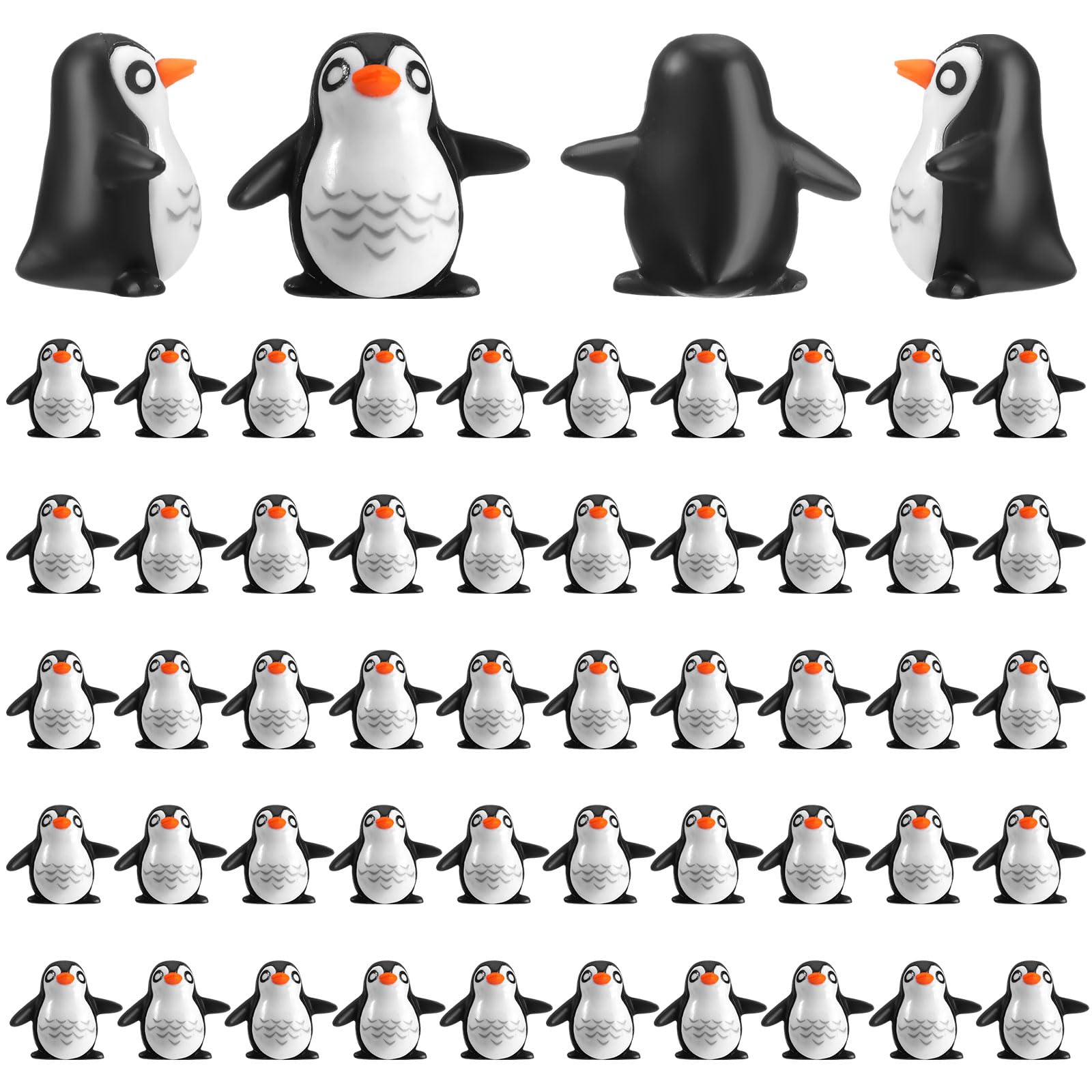 Photo 1 of JellyArch 120 Pcs Miniature Penguin Figurines Resin Penguin Cake Topper Mini Toys Animal Birthday Decorations for Micro Fairy Landscape Garden Decor Party Supplies School Project