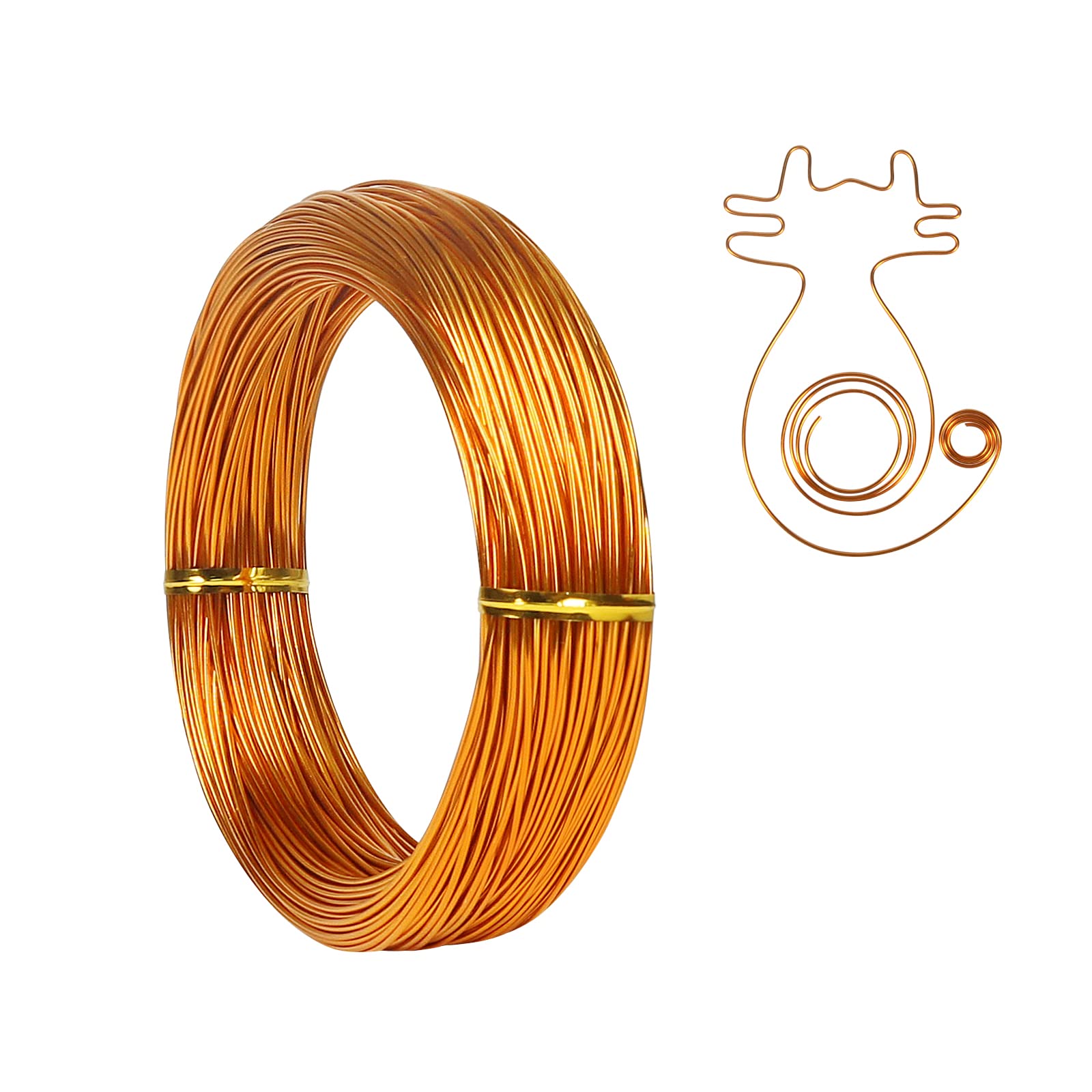 18 Gauge 1mm Aluminum Craft Wire, 165 Feet Bendable Metal Wire for Bonsai Training, Sculpting, Bike Modelling Skeleton Crafting Floral Making, Jewelry Making, Gardening and Wrapping (Dark Gold)