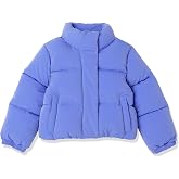 Amazon Essentials Girls and Toddlers' Cropped Full-Zip Fully Lined Puffer Jacket (Quilted Matte or Sherpa Fleece)