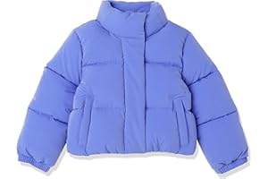 Amazon Essentials Girl's Cropped Full-Zip Puffer Jacket (Quilted Matte or Sherpa Fleece)