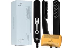 Aberlite EDC - Men's Professional Heated Beard Straightening Brush and Grooming Tool (for 0.5 inch plus Beards) (Black)