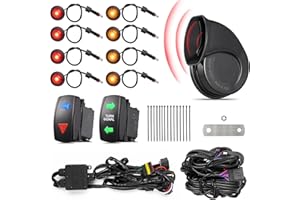 Ehaho ATV UTV Turn Signal Kit with 110D Horn [Pre-Wired] [Plug & Play] SXS UTV Universal Street Legal Kit with Hazard light, Blinker Kit with Rocker Switch Compatible With Polaris RZR Can-Am CFMOTO