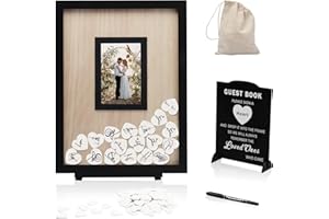 HYMENEX Wedding Guest Book Alternative, Guest Book Wedding Reception, Wedding Guest Book with Wooden Hearts Guest Book Signs for Wedding Anniversary Birthday Party Baby Shower