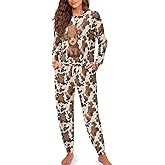 Upetstory Women Pajamas Set Long Sleeve Sleepwear Drawtsring Loungewear