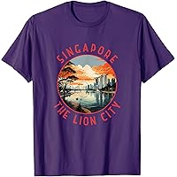 Amazon.com: I Love Singapore City Skyline with Merlion Design T