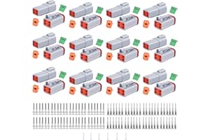 CEDOLIO 150PCS 4 Pin Way Deutsch DT Gray Connector 12 Set，Size 16 Solid Contacts Waterproof Electrical Wire Connector with Seal Plug for Truck, Off-Road Vehicles, Marine, Motorcycle Wiring