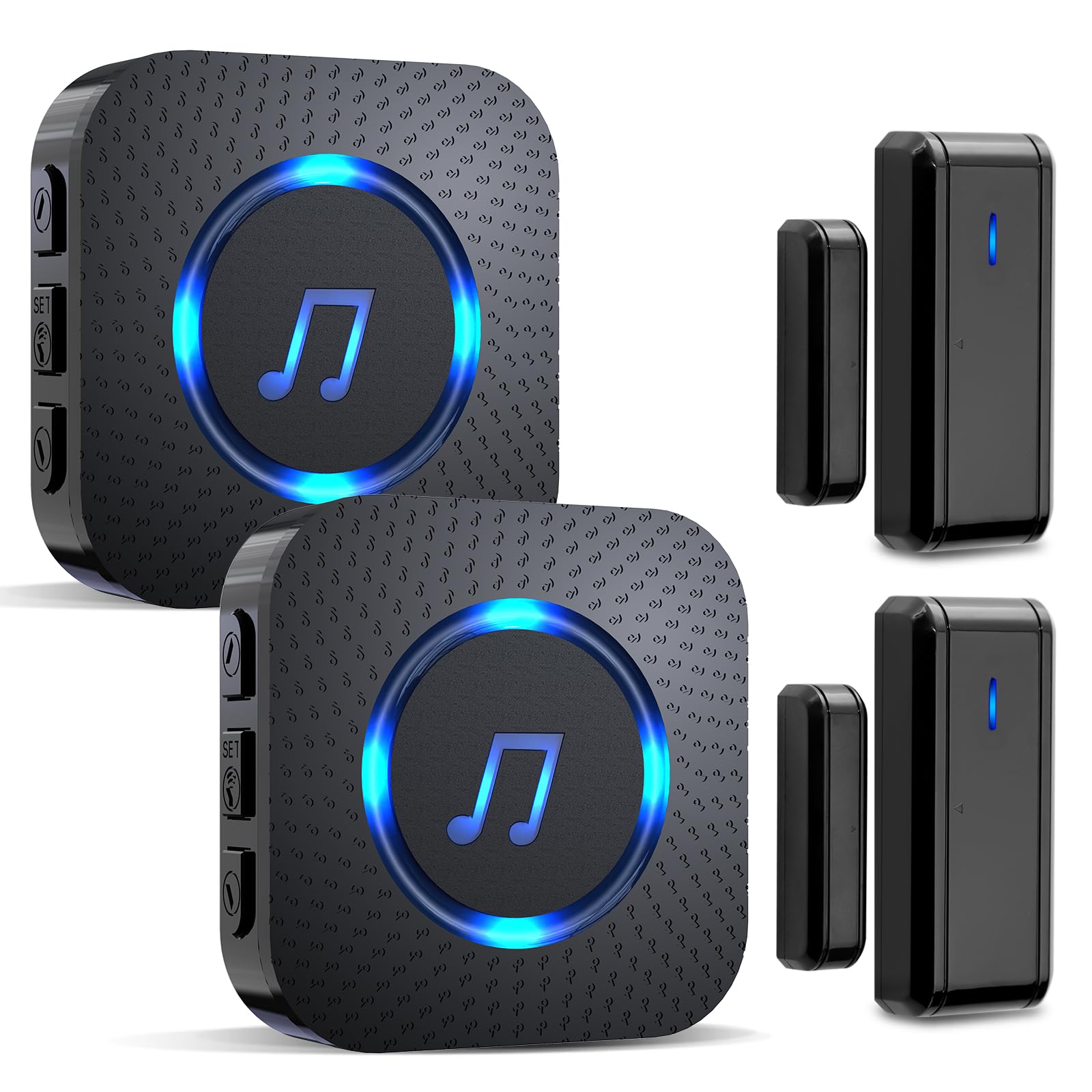 Door Alarm Sensor ChunHee Wireless Door Sensor Chime When Door Opens,Door Entry Alarm Chime for Business/Home/Kids,150M Range,5 Adjustable Volume Door Ringer Alert (Black 2-2)