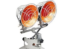 Avenger FBDTP30 Infra-Red Tank Top Outdoor Heater for Use with Propane Gas Tanks for Camping, Patios, and More, Double Burner, 30,000 BTU, Silver