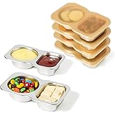 6 Pack Stainless Steel 2-Compartment Small Snack Containers with Lids 5.3oz Lunchable Meal Prep Containers for Adult Reusable
