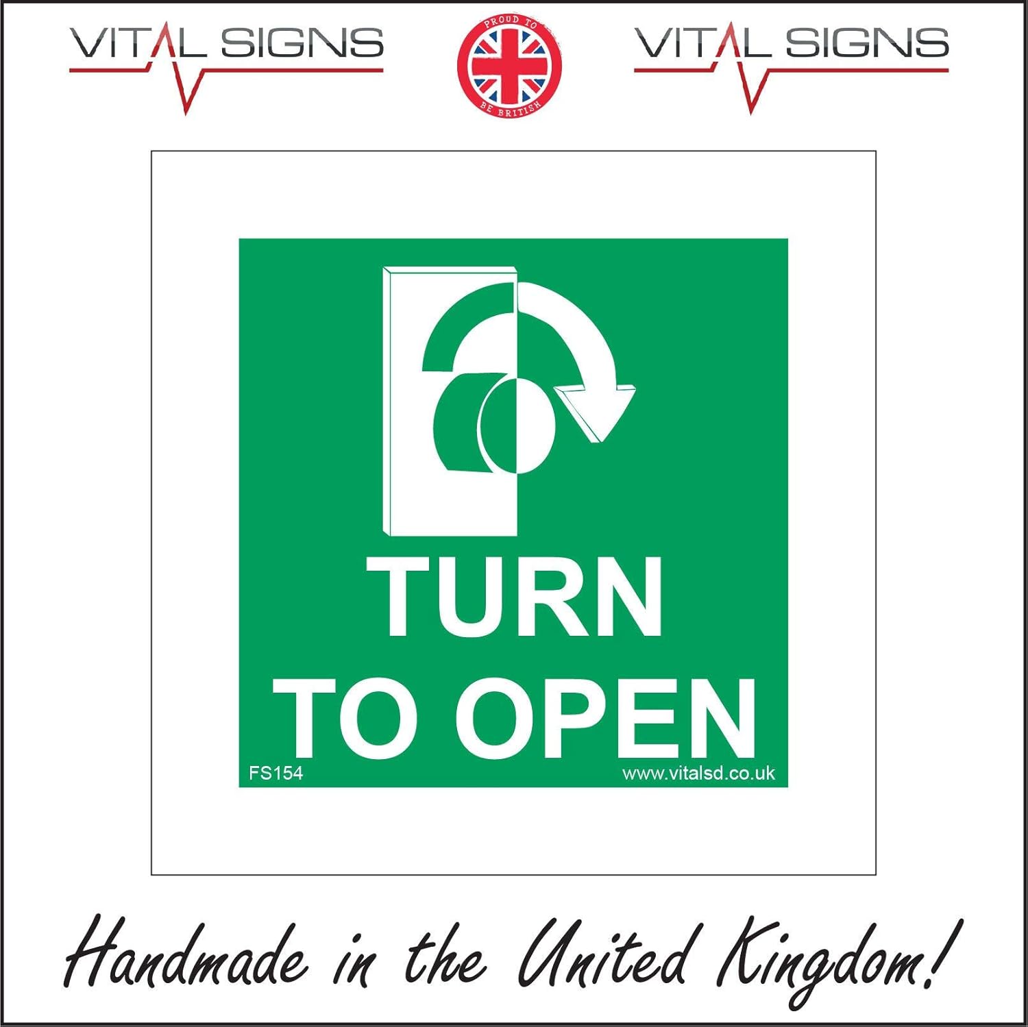 FS154 Turn to Open Sign clockwise Right Emergency Workplace Emergency