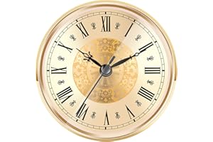 Hicarer 4.3 Inch/ 110 mm Quartz Clock Insert, Gold Trim, Roman Numeral, Quartz Movement