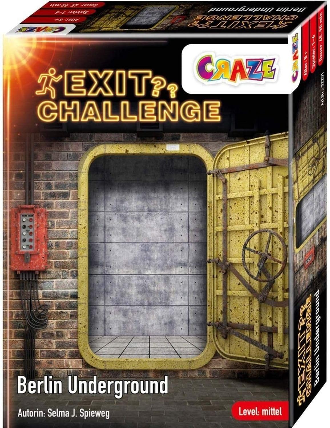 CRAZE Exit Challenge Berlin Underground Game from 8 Years, Level: Medium, Up to 6 Players, 32251, Escape Room