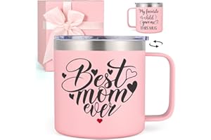LiqCool Mothers Day Gifts, 14 Oz Best Mom Ever - Favorite Child Mug Gift Set, Unique Popular Mother's Day Gifts Ideas for Mom Wife Women, Happy Mom Birthday Gifts(Pink)
