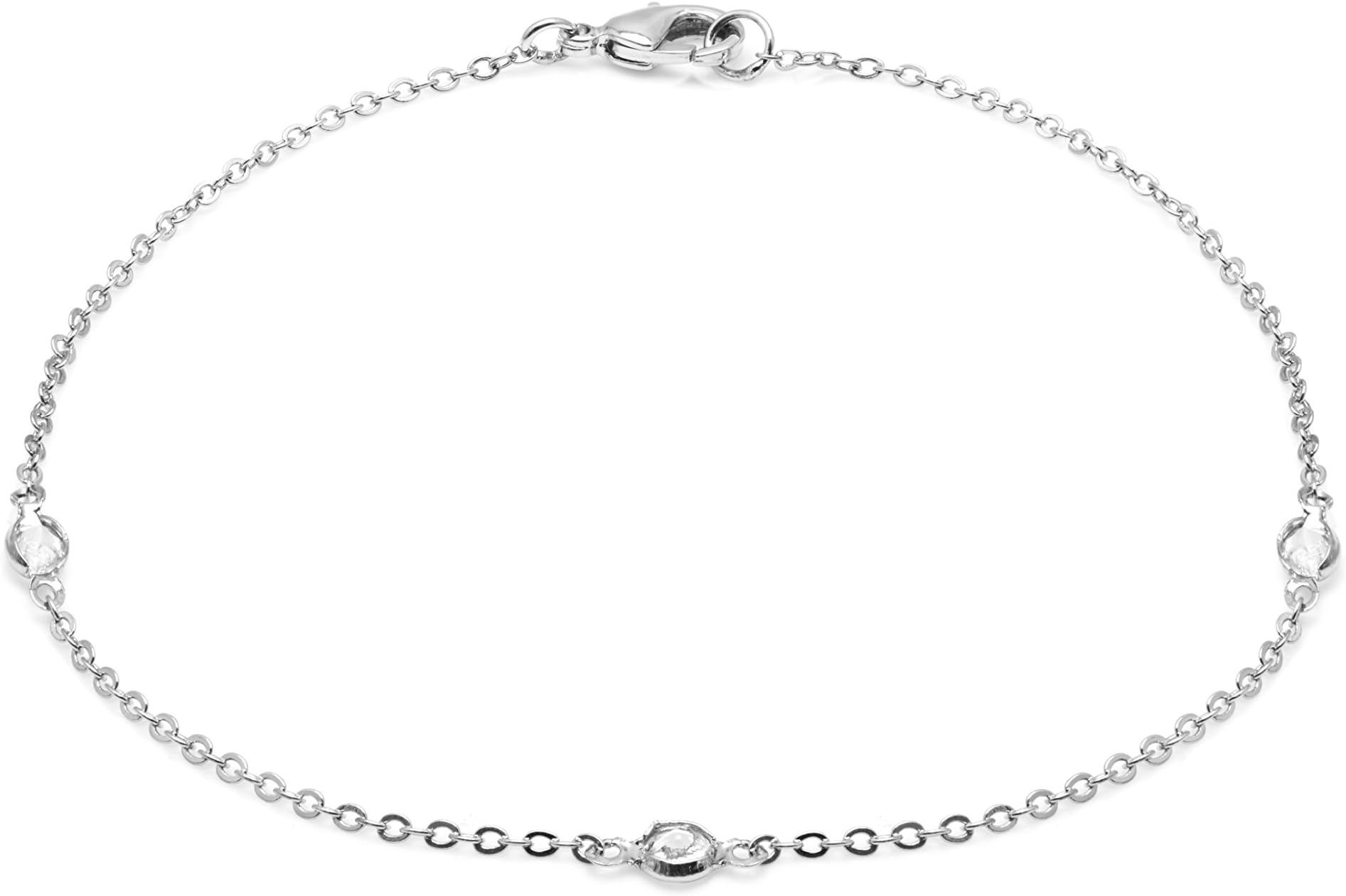 The Gemseller 18k Gold Plated 23-25cm Anklet with 3 Swarovski Crystals 2mm (See More Colors)