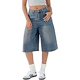 EMMIOL Women Jean Jorts Baggy Loose Fit Jean Shorts 2026 Summer Trendy Wide Leg Long Denim Shorts Y2K Clothes