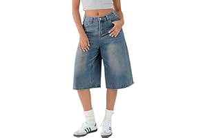 EMMIOL Women Jean Jorts Baggy Loose Fit Jean Shorts 2025 Summer Trendy Wide Leg Long Denim Shorts Y2K Clothes