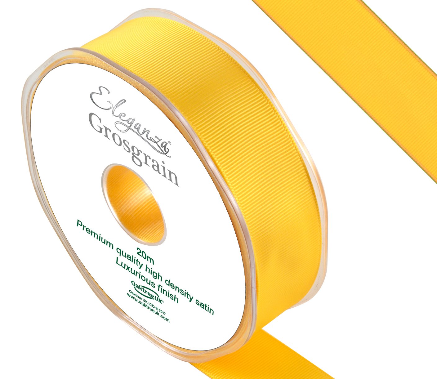 ELEGANZA Premium Quality Grosgrain Ribbon, Satin, Yellow, 11 x 11 x 3 cm