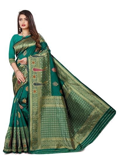 Blue Wish Womens Ethnic Wear jacquard woven self latest design banarasi silk sarees sari for women to wear in party festive traditional wedding wear look under rs 1000 1500 2000