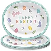 Charming Multicolor Paper Oval Plates - 10" x 12" (Pack of 8) - Stylish & Fun Design, Quality & Eco-Friendly Tableware - Perfect for Easter Celebrations, Easter Wishes
