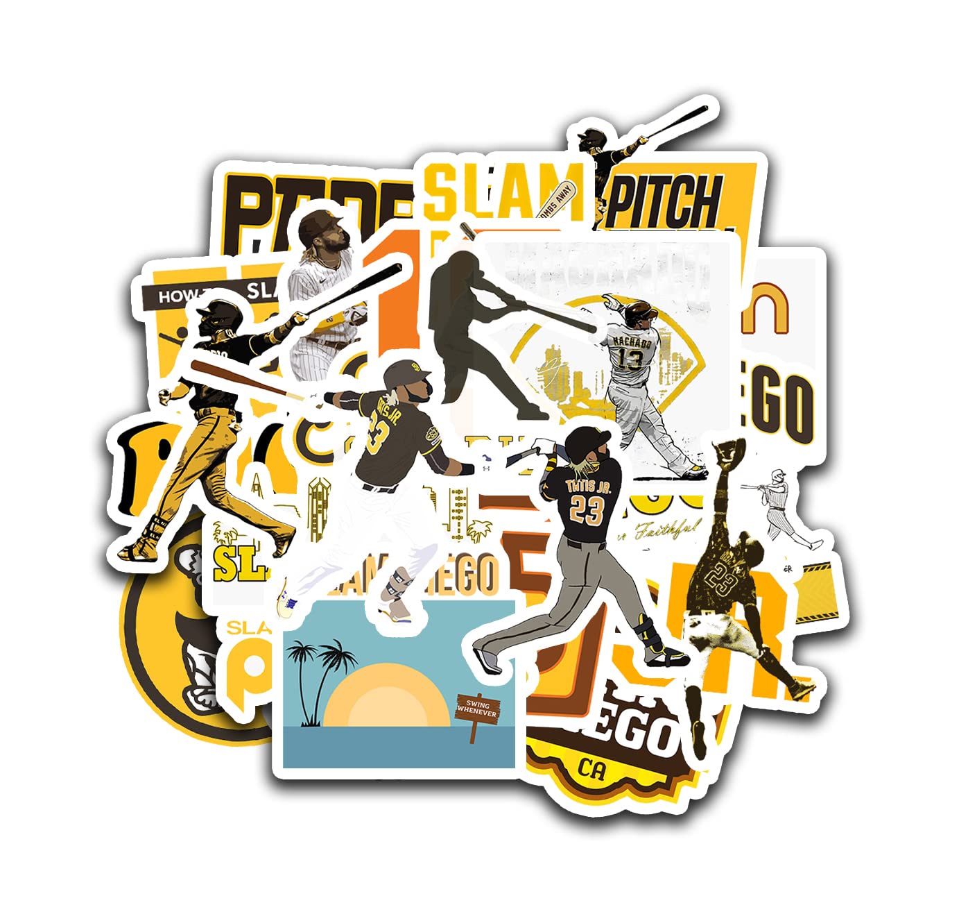 Photo 1 of 30 PCS American Baseball Stickers for Water Bottle, Laptop, Bicycle, Computer, Motorcycle, Travel Case – Waterproof Vinyl Decals for Kids, Teens, Adults, Scrapbook, Luggage, Helmet – 2-2.5 Inches