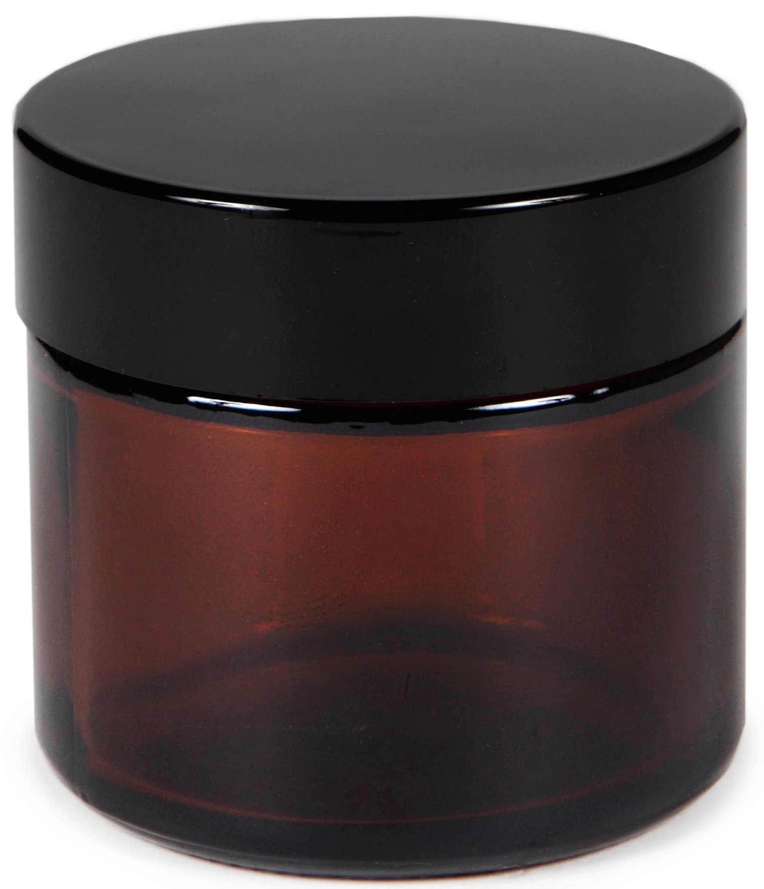 Vivaplex Vivaplex, 12, Amber, 2 oz, Round Glass Jars, with Inner Liners and black Lids