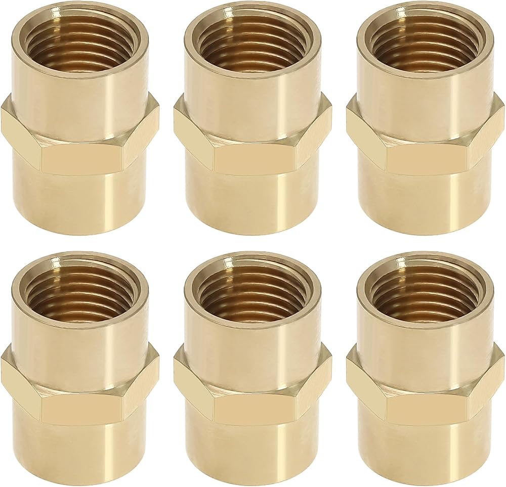 OTOTEC Brass BSP 1/4 Inch Female-Female Straight Hex Nipple Pipe Fitting Air