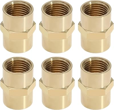 OTOTEC Brass BSP 1/4 Inch Female-Female Straight Hex Nipple Pipe Fitting Air