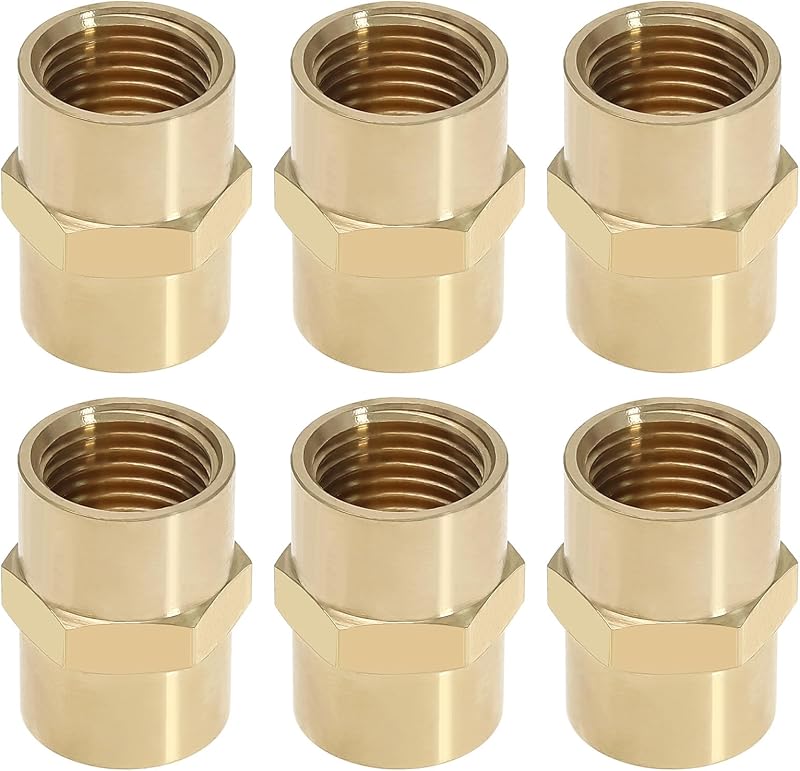 OTOTEC Brass BSP 1/4 Inch Female-Female Straight Hex Nipple Pipe Fitting Air