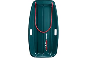 Retrospec Retrorider Plastic Snow Sled – Toboggan Style with Pull Rope, Cold-Resistant Coating, and Hard Bottom for Smooth Downhill Rides – Available in 35" and 48" Sizes for Kids and Adults