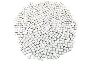 BTMIEY 500PCS / 1.1LB Square Ceramic Mosaic Tiles, 0.4 x 0.4 inch Handmade Making Creative Micro Mosaic Tiles for DIY Art and Home Decorations (White)