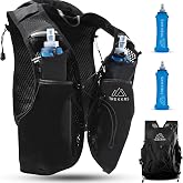 Trekkrs Running Vest with Water Bottles | 5L Capacity Backpack | Waterproof Front Pockets | Women &amp; Men's Lightweight Running Hydration Vest | Adjustable Straps &amp; Walking Pole Holder
