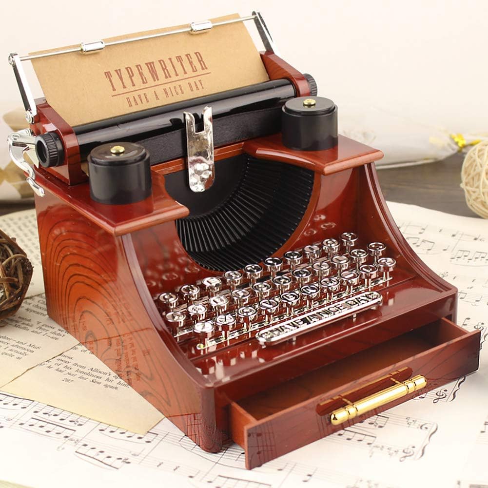 little finger Creative Retro Typewriter Music Box Desktop for Home Office Decoration Kids Toys Unisex Gifts for Girls and Boys